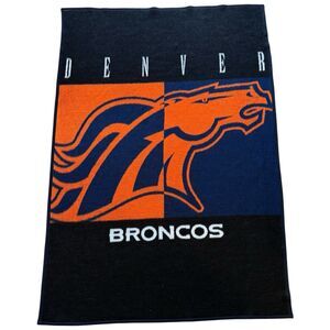 Vintage Biederlack Denver Broncos Reversible Fleece Throw Blanket 73x51 USA